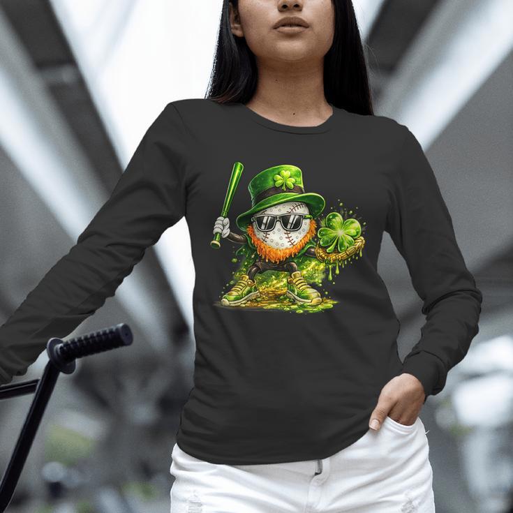 St Patrick’s Day Baseball Shamrock Player Unisex Long Sleeve T-Shirt