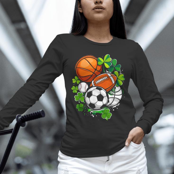 St Patricks Day Shamrock Basketball Baseball Football Soccer Unisex Long Sleeve T-Shirt