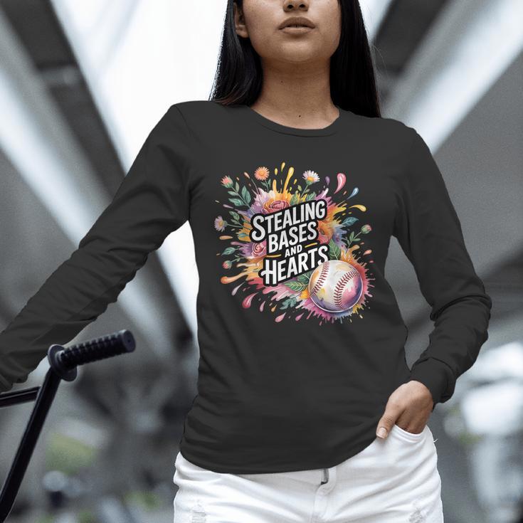 Stealing Bases And Hearts Baseball Puns Sports Unisex Long Sleeve T-Shirt Stealing Bases And Hearts Baseball Puns Sports Unisex Long Sleeve T-Shirt