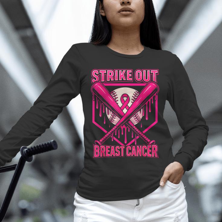 Strike Out Breast Cancer Baseball Ice Cream Drip Unisex Long Sleeve T-Shirt Strike Out Breast Cancer Baseball Ice Cream Drip Unisex Long Sleeve T-Shirt