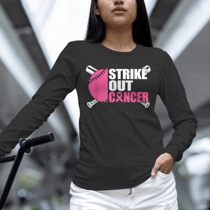Strike Out Cancer Breast Cancer Awareness Baseball Warrior Unisex Long Sleeve T-Shirt