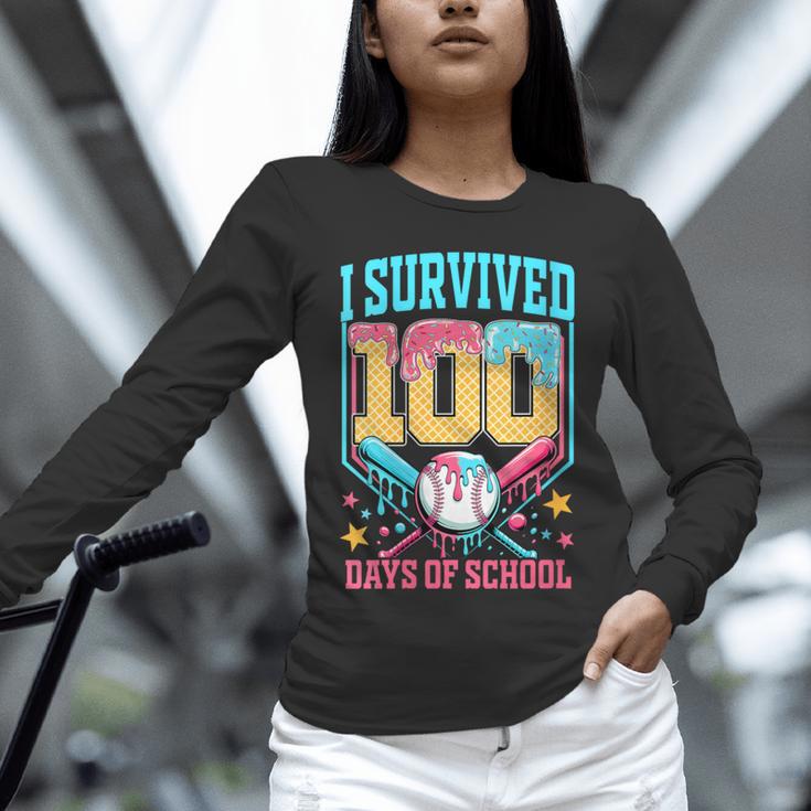 I Survived 100 Days Of School Baseball Drip Students Teacher Unisex Long Sleeve T-Shirt I Survived 100 Days Of School Baseball Drip Students Teacher Unisex Long Sleeve T-Shirt