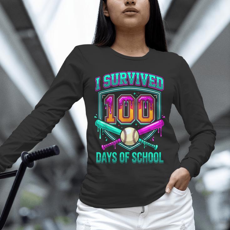 I Survived 100 Days Of School Baseball Drip Unisex Long Sleeve T-Shirt I Survived 100 Days Of School Baseball Drip Unisex Long Sleeve T-Shirt