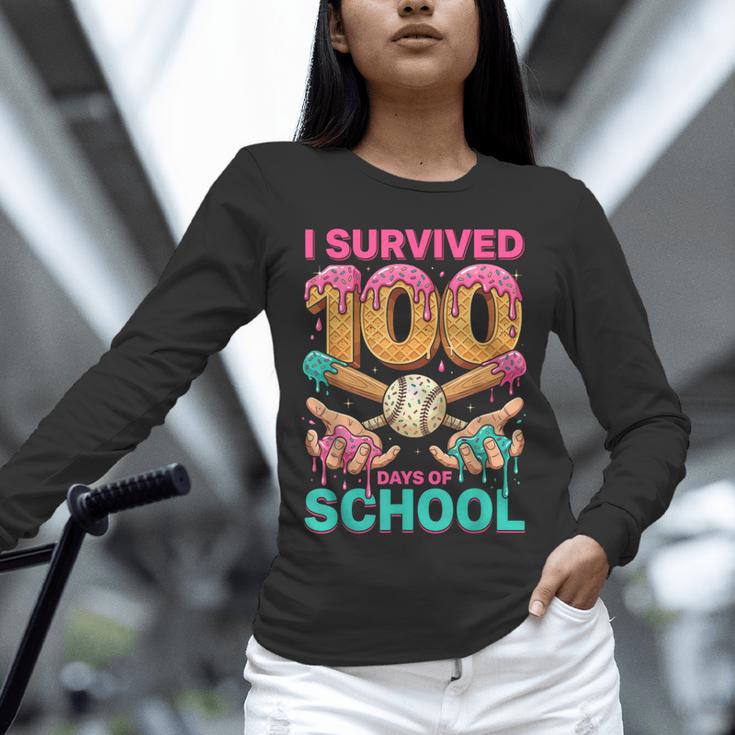 I Survived 100 Days Of School Baseball Ice Cream Drip Unisex Long Sleeve T-Shirt I Survived 100 Days Of School Baseball Ice Cream Drip Unisex Long Sleeve T-Shirt