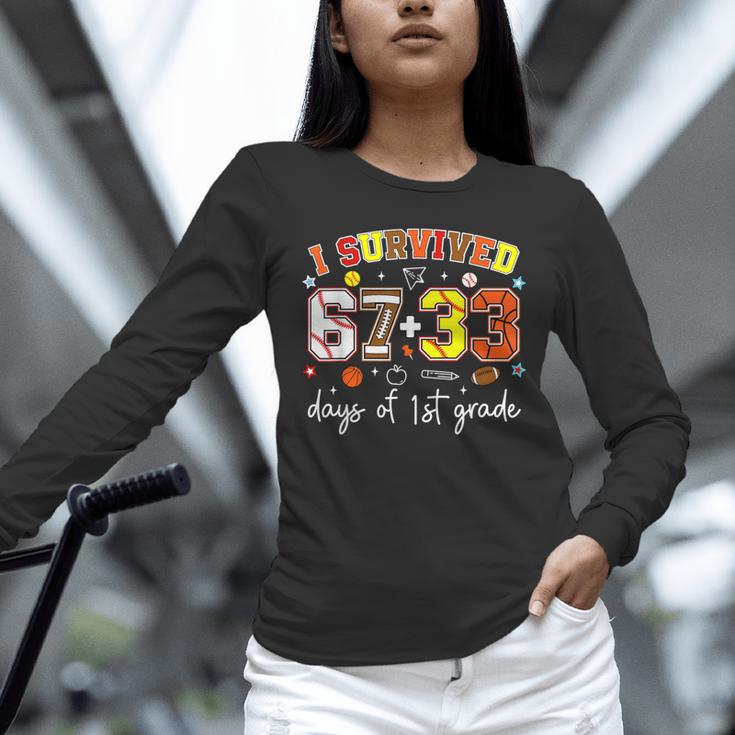 I Survived 6733 Days Of 1st Grade Baseball Football 100 Day Unisex Long Sleeve T-Shirt I Survived 6733 Days Of 1st Grade Baseball Football 100 Day Unisex Long Sleeve T-Shirt