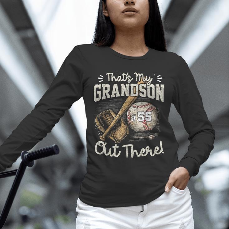That's My Grandson Out There Jersey Number 55 Baseball Unisex Long Sleeve T-Shirt That's My Grandson Out There Jersey Number 55 Baseball Unisex Long Sleeve T-Shirt
