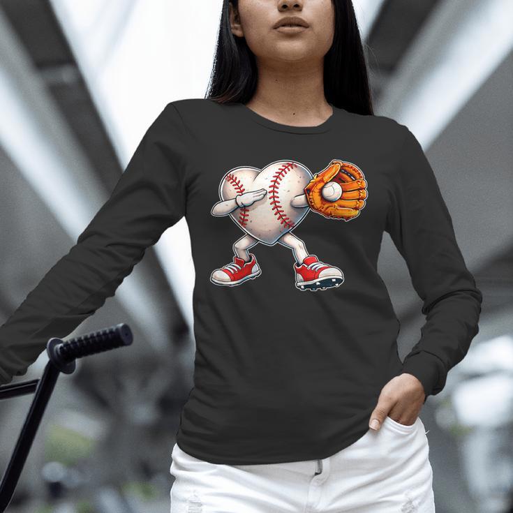 Valentine Baseball Heart Sport Love Valentines Day Boys Kids Unisex Long Sleeve T-Shirt