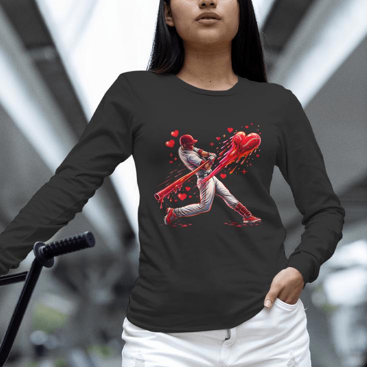 Valentine Baseball Player Drip Unisex Long Sleeve T-Shirt