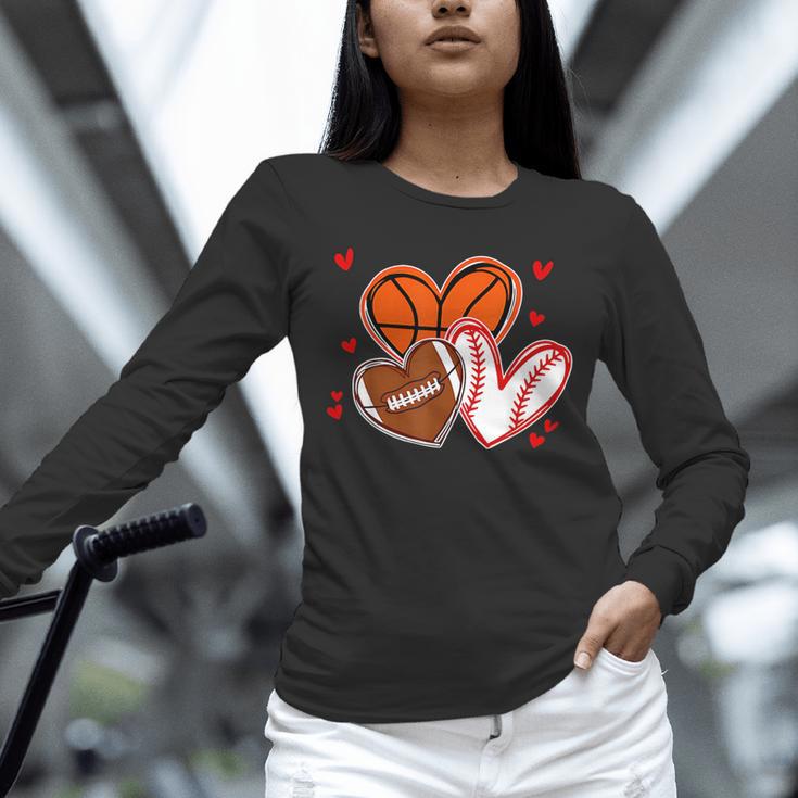 Valentines Baseball Basketball Football Heart Boy Men Unisex Long Sleeve T-Shirt