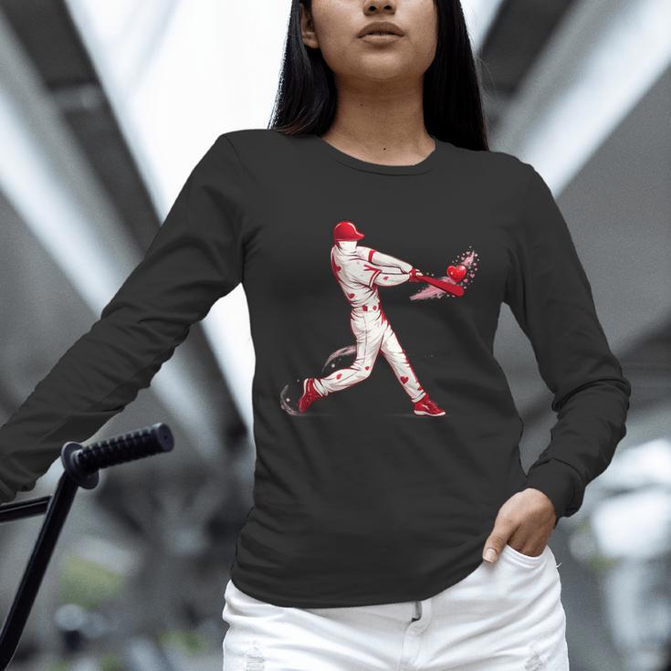 Valentines Day Baseball Batter Silhouette Heart For Men Boys Unisex Long Sleeve T-Shirt Valentines Day Baseball Batter Silhouette Heart For Men Boys Unisex Long Sleeve T-Shirt