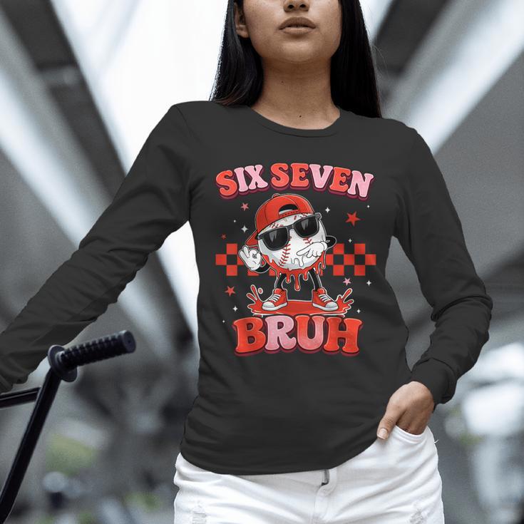 Valentines Day Baseball Six Seven 67 Meme Heart Baseball Dab Unisex Long Sleeve T-Shirt