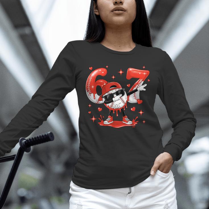 Valentines Day Six Seven Baseball 6 7 Meme Dab Heart Boys Unisex Long Sleeve T-Shirt
