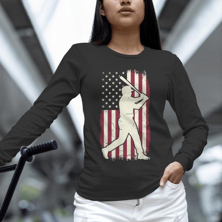 Vintage American Flag Baseball Batter Patriotic Home Run Unisex Long Sleeve T-Shirt Vintage American Flag Baseball Batter Patriotic Home Run Unisex Long Sleeve T-Shirt