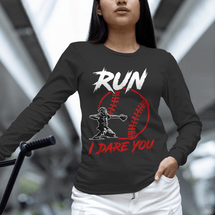 Vintage Baseball Catcher Boys Go Ahead Run I Dare You Unisex Long Sleeve T-Shirt Vintage Baseball Catcher Boys Go Ahead Run I Dare You Unisex Long Sleeve T-Shirt