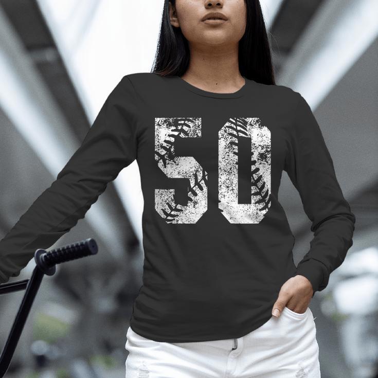 Vintage Baseball Number 50 Jersey Player Uniform Unisex Long Sleeve T-Shirt Vintage Baseball Number 50 Jersey Player Uniform Unisex Long Sleeve T-Shirt