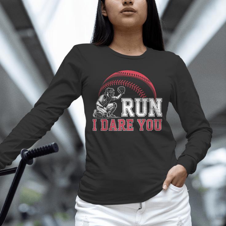 Vintage Humor Baseball Apparel Run I Dare You Unisex Long Sleeve T-Shirt