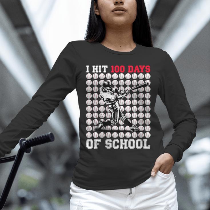 Women's I Hit 100 Days Of School Baseball 100th Day Boys Kids Unisex Long Sleeve T-Shirt Women's I Hit 100 Days Of School Baseball 100th Day Boys Kids Unisex Long Sleeve T-Shirt