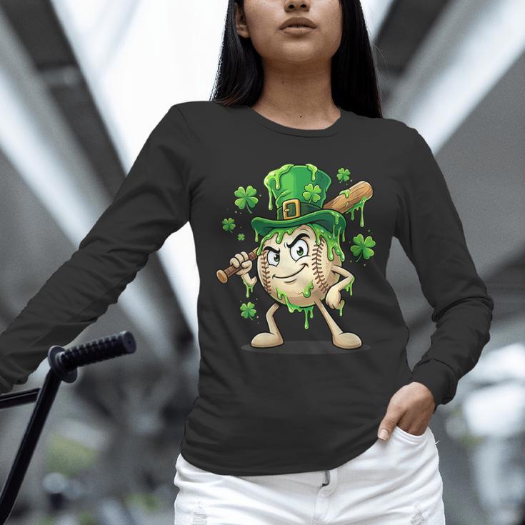 Women's St Patricks Day Baseball Leprechaun Shamrock Player Boys Kid Unisex Long Sleeve T-Shirt