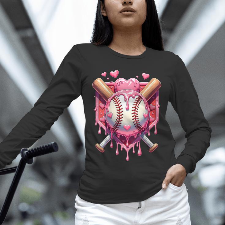 Women's Valentines Day Baseball Boys Ice Cream Drip Heart Youth Kids Unisex Long Sleeve T-Shirt