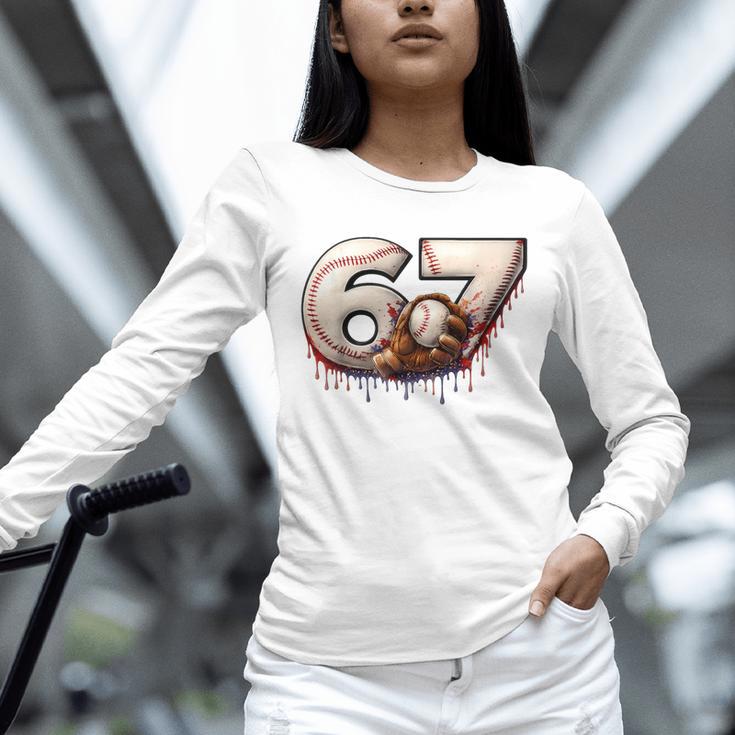 6 7 Six Seven American Baseball Graphic Unisex Long Sleeve T-Shirt