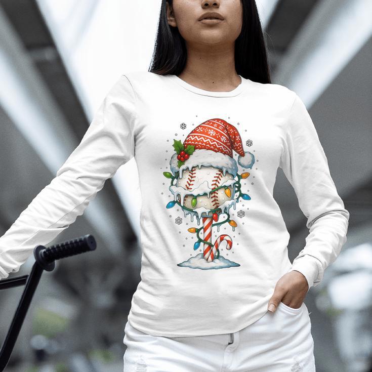 Baseball Christmas Ball Hat Snow Winter Premium Tri-Blend Unisex Long Sleeve T-Shirt