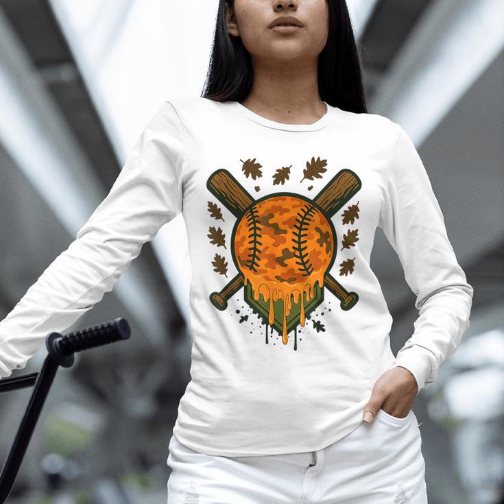 Baseball Drip Ice Cream Dripping Blaze Hunter Orange Camo Unisex Long Sleeve T-Shirt Baseball Drip Ice Cream Dripping Blaze Hunter Orange Camo Unisex Long Sleeve T-Shirt