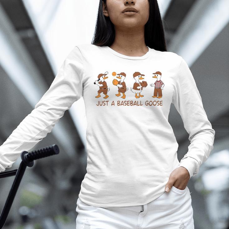 Baseball Goose Baseball Silly Goose Game Day Sports Unisex Long Sleeve T-Shirt