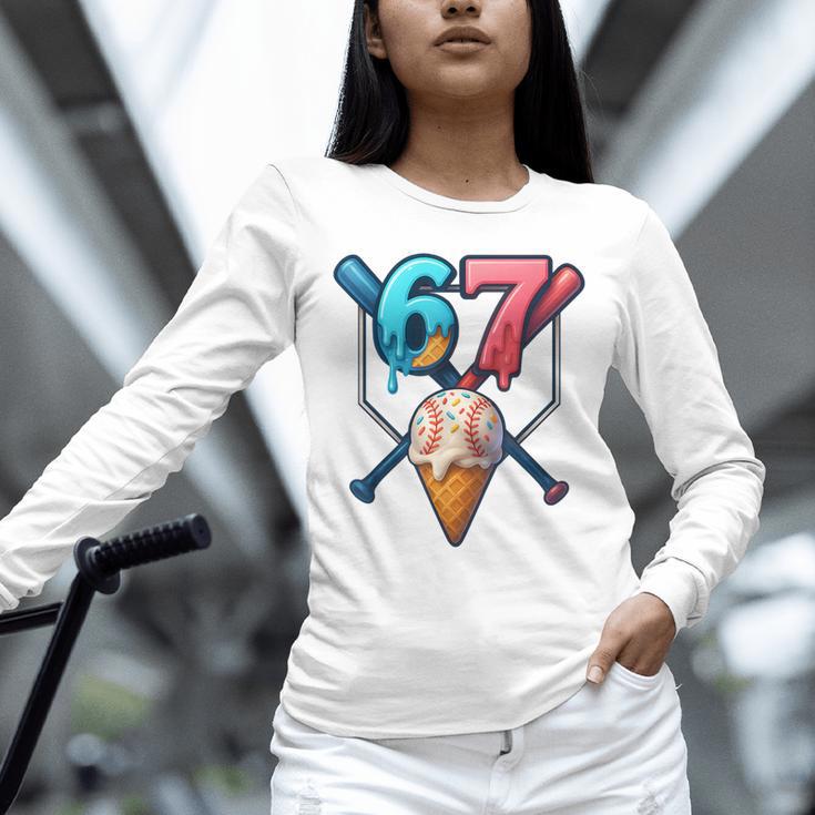 Baseball Ice Cream Drip 67 Six Seven Gen Alpha Slang Meme Unisex Long Sleeve T-Shirt Baseball Ice Cream Drip 67 Six Seven Gen Alpha Slang Meme Unisex Long Sleeve T-Shirt