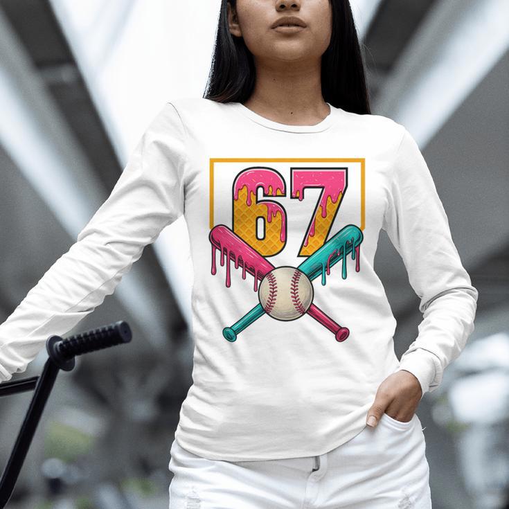 Baseball Ice Cream Drip Number 67 Player 67th Birthday Premium Tri-Blend Unisex Long Sleeve T-Shirt Baseball Ice Cream Drip Number 67 Player 67th Birthday Premium Tri-Blend Unisex Long Sleeve T-Shirt