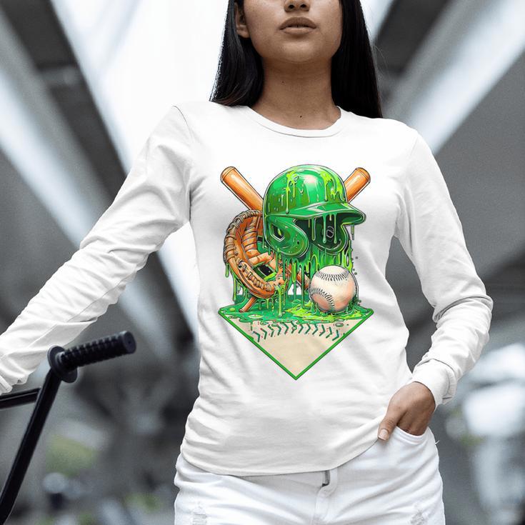 Baseball Life Style Ice Cream Drip Green Premium Tri-Blend Unisex Long Sleeve T-Shirt