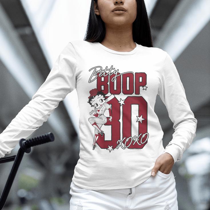 Betty Boop Baseball Logo Jersey With Stars Cute Cartoon Unisex Long Sleeve T-Shirt