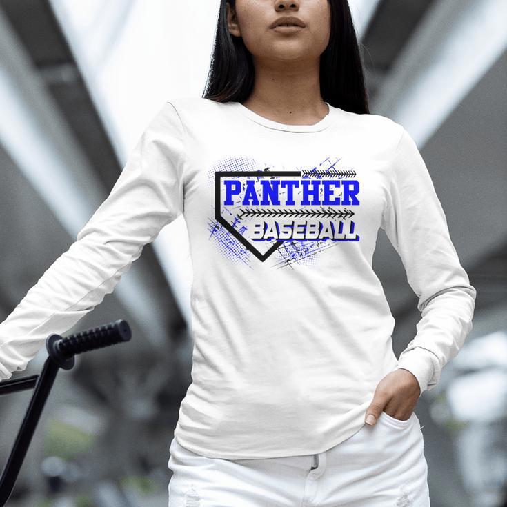 Blue Panther Baseball Home Plate Game Day Mascot Panther Unisex Long Sleeve T-Shirt