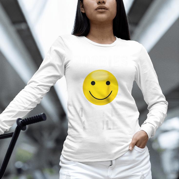 Boobies Make Me Smile Mardi Gras Raglan Baseball Tee Unisex Long Sleeve T-Shirt
