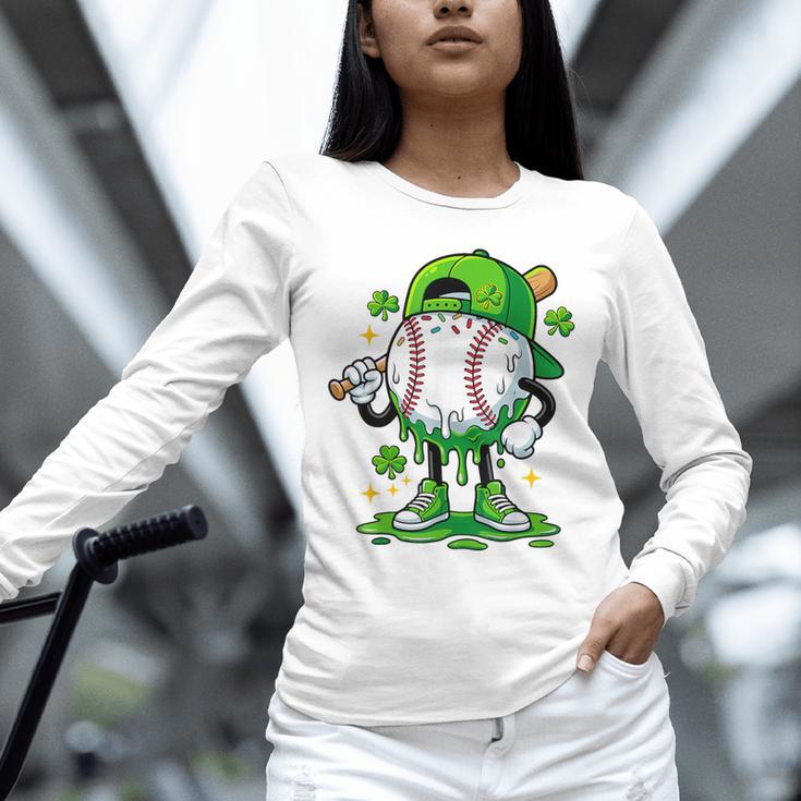 Boys St Patrick’s Day Baseball Drip Ice Cream Apparel Youth Unisex Long Sleeve T-Shirt