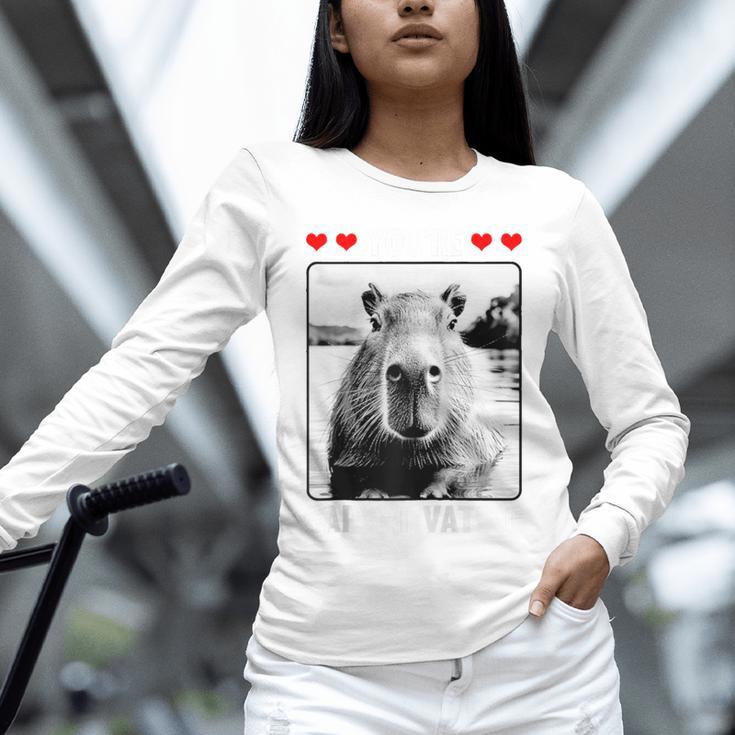 Capybara Love Valentines Day Cute Animal Hearts Raglan Baseball Tee Unisex Long Sleeve T-Shirt
