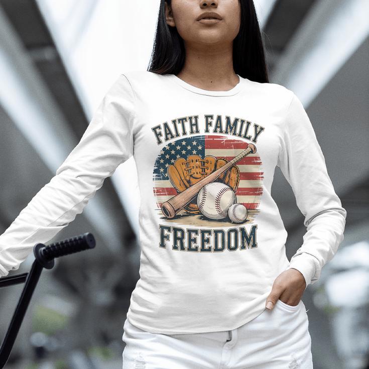 Faith Family Freedom Patriotic Christian Baseball Game Day Unisex Long Sleeve T-Shirt