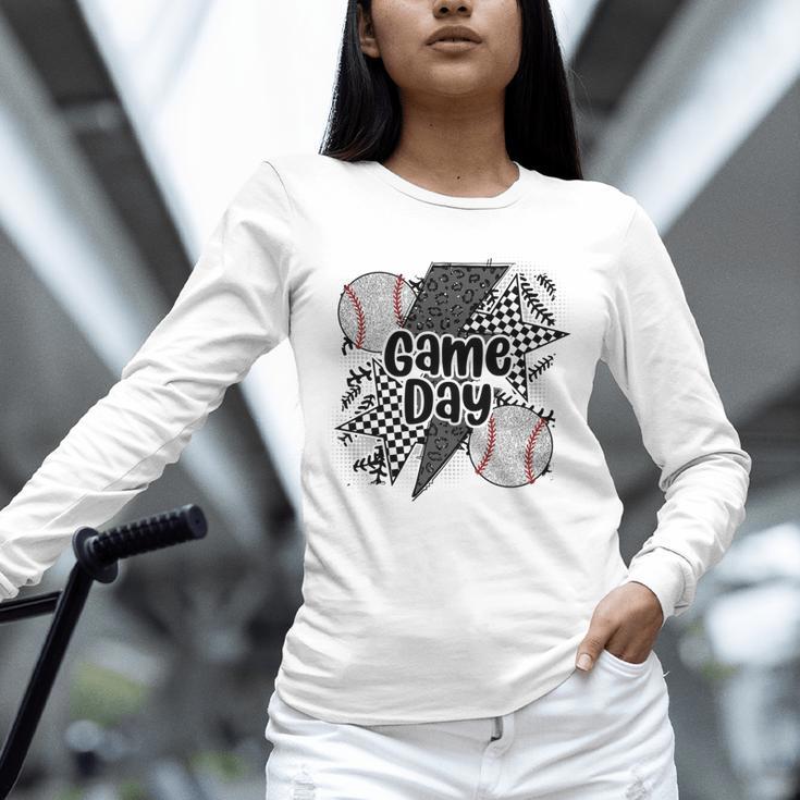Game Day Baseball Retro Checkered Baseball Unisex Long Sleeve T-Shirt Game Day Baseball Retro Checkered Baseball Unisex Long Sleeve T-Shirt