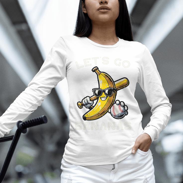 Lets Go Bananas Baseball Retro Sports Boys Kids Men Youth Premium Tri-Blend Unisex Long Sleeve T-Shirt