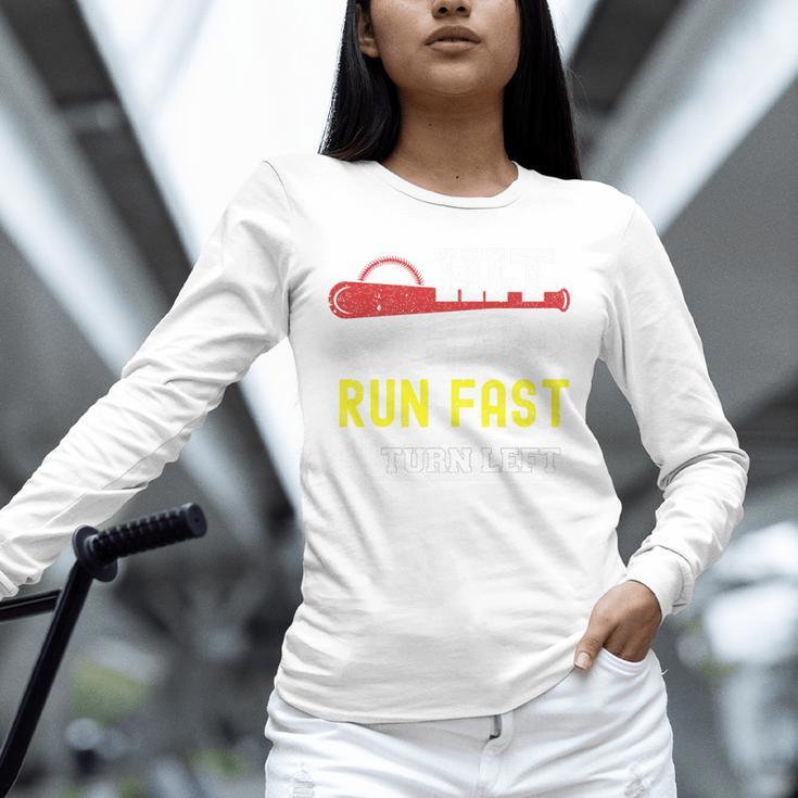 Hit Hard Run Fast Turn Left Baseball Quote Fan Coach Premium Tri-Blend Unisex Long Sleeve T-Shirt