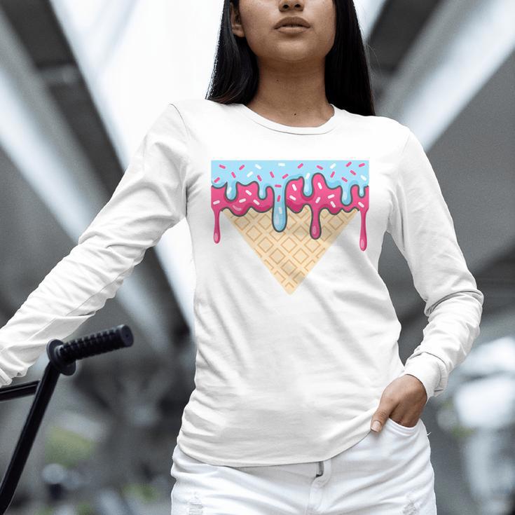 Ice Cream Baseball Cone Dripping Sprinkles Kids Boys Summer Premium Tri-Blend Unisex Long Sleeve T-Shirt