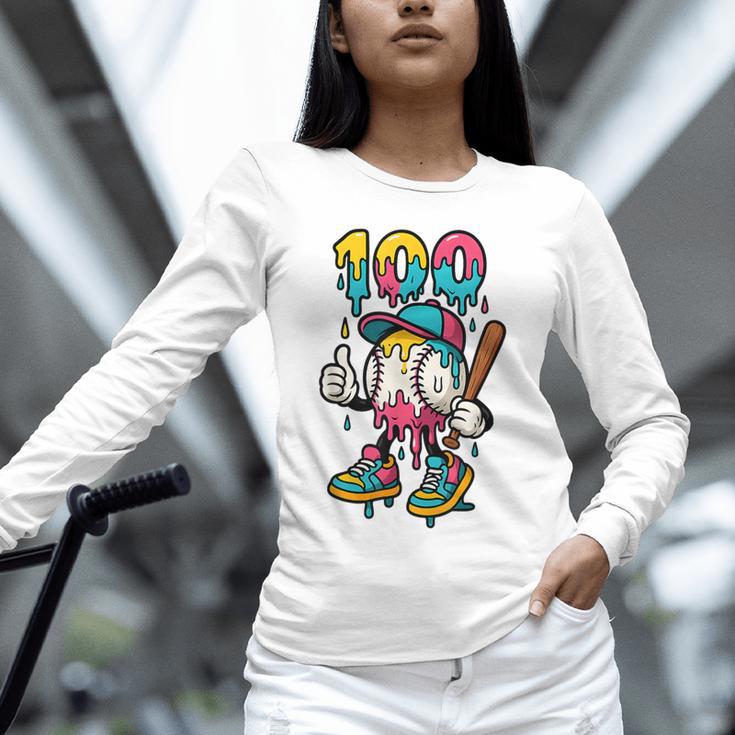 Ice Cream Drip Baseball Party 100 Days Of School Teacher Unisex Long Sleeve T-Shirt Ice Cream Drip Baseball Party 100 Days Of School Teacher Unisex Long Sleeve T-Shirt