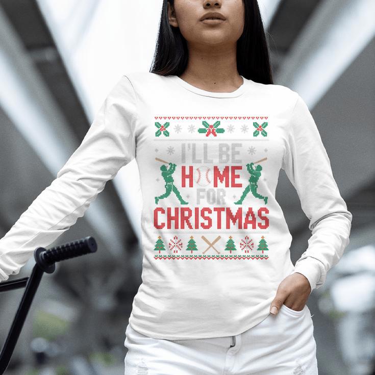I’Ll Be Home For Christmas Baseball Ugly Sweater Art Unisex Long Sleeve T-Shirt I’Ll Be Home For Christmas Baseball Ugly Sweater Art Unisex Long Sleeve T-Shirt