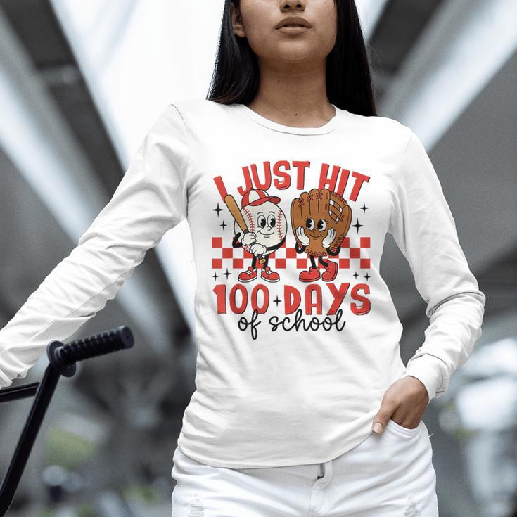 I Just Hit 100 Days Of School Baseball 100th Day Teacher Kid Unisex Long Sleeve T-Shirt