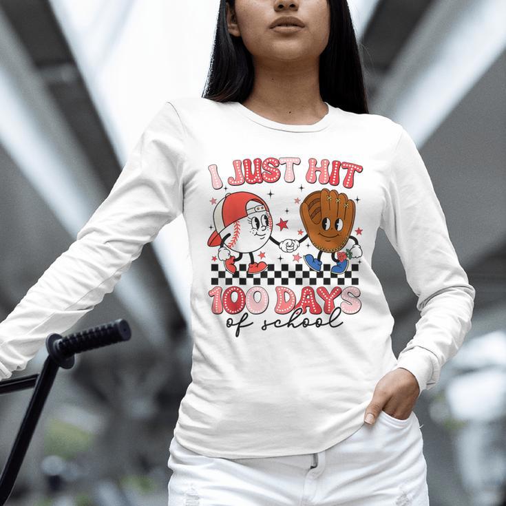 I Just Hit 100 Days Of School Baseball Boy Girl Teacher Unisex Long Sleeve T-Shirt