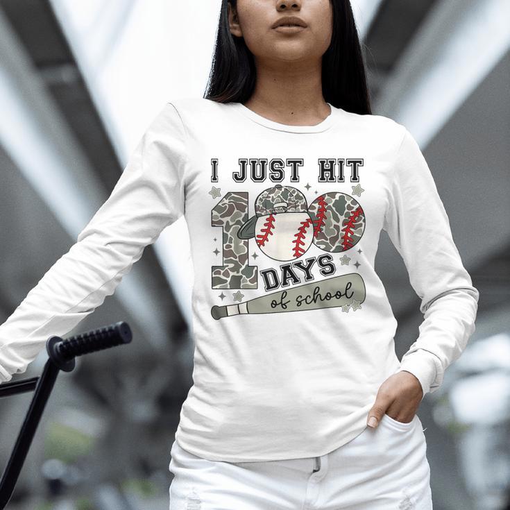 I Just Hit 100 Days Of School Teacher Baseball Boys Kids Unisex Long Sleeve T-Shirt I Just Hit 100 Days Of School Teacher Baseball Boys Kids Unisex Long Sleeve T-Shirt