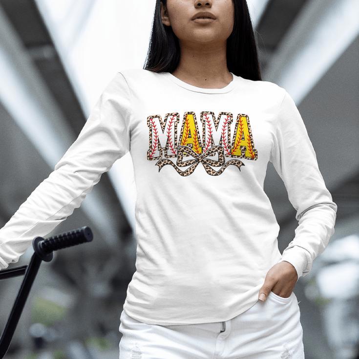 Leopard Baseball Softball Mama Bow Softball Baseball Mom Unisex Long Sleeve T-Shirt Leopard Baseball Softball Mama Bow Softball Baseball Mom Unisex Long Sleeve T-Shirt
