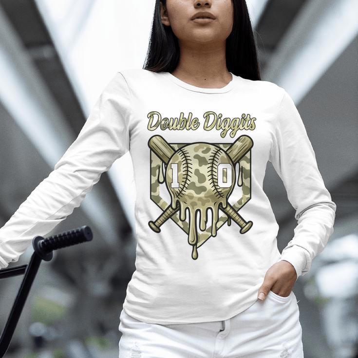 Old School Camo Baseball Drip Double Digits 10th Birthday Unisex Long Sleeve T-Shirt