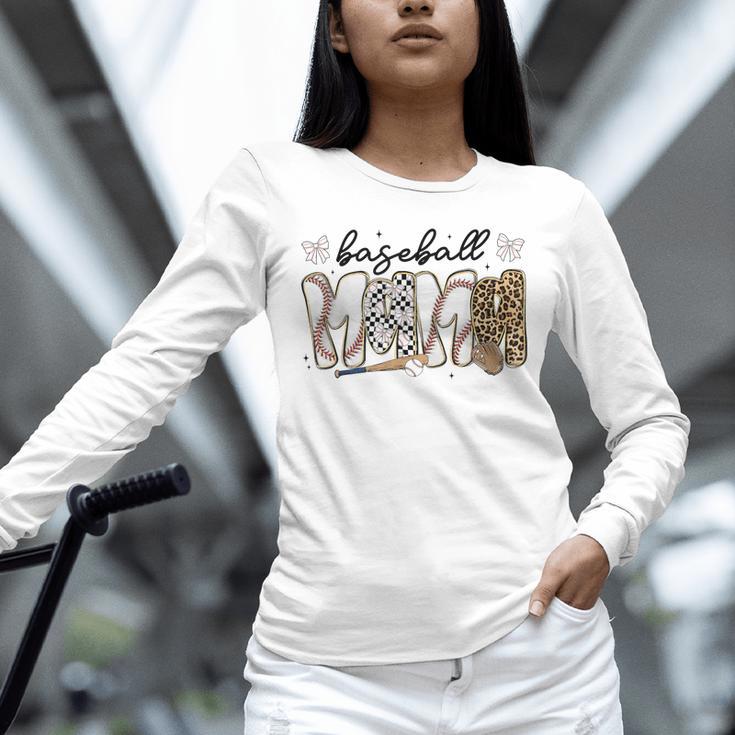 Preppy Baseball Mama Coquette Bow Game Day Mom Mother Unisex Long Sleeve T-Shirt