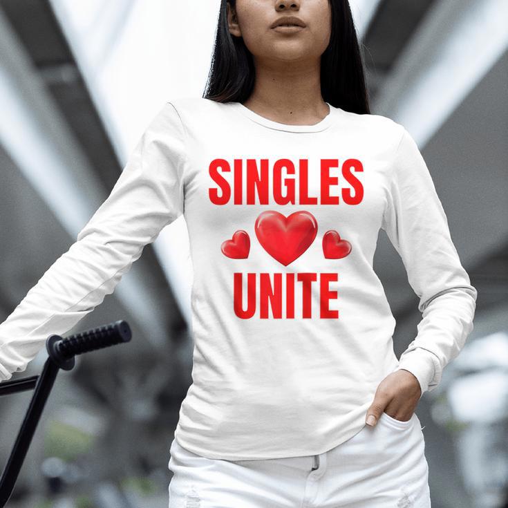 Singles Unite Valentines Day Humor For Singles Raglan Baseball Tee Unisex Long Sleeve T-Shirt