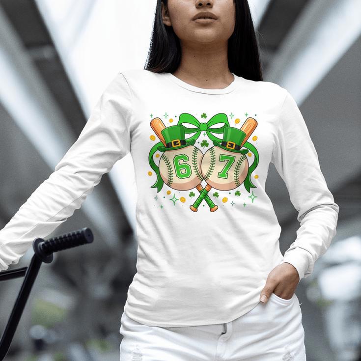 Six Seven 67 Meme Baseball Coquette Bow St Patrick's Day Unisex Long Sleeve T-Shirt Six Seven 67 Meme Baseball Coquette Bow St Patrick's Day Unisex Long Sleeve T-Shirt